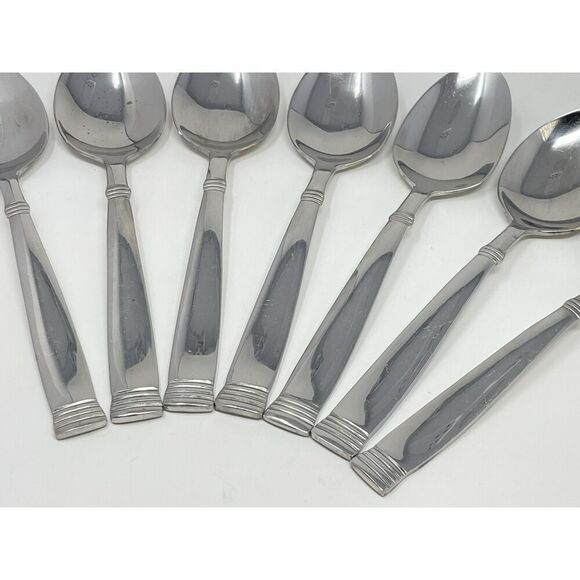 Wallace NAPOLI Glossy Dinner Place Soup Spoons 7” Stainless Flatware Set Of 7 - Picture 4 of 7
